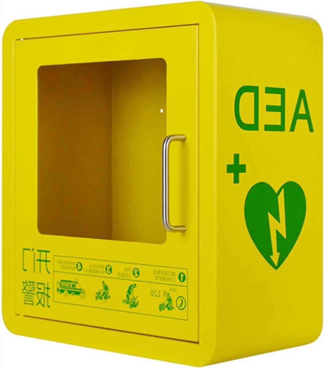 AED Opbergkast - Wandmontage Alarmbox - Veilige Opslag - Transparant Glazen Venster - 43x39x23 cm - Wit