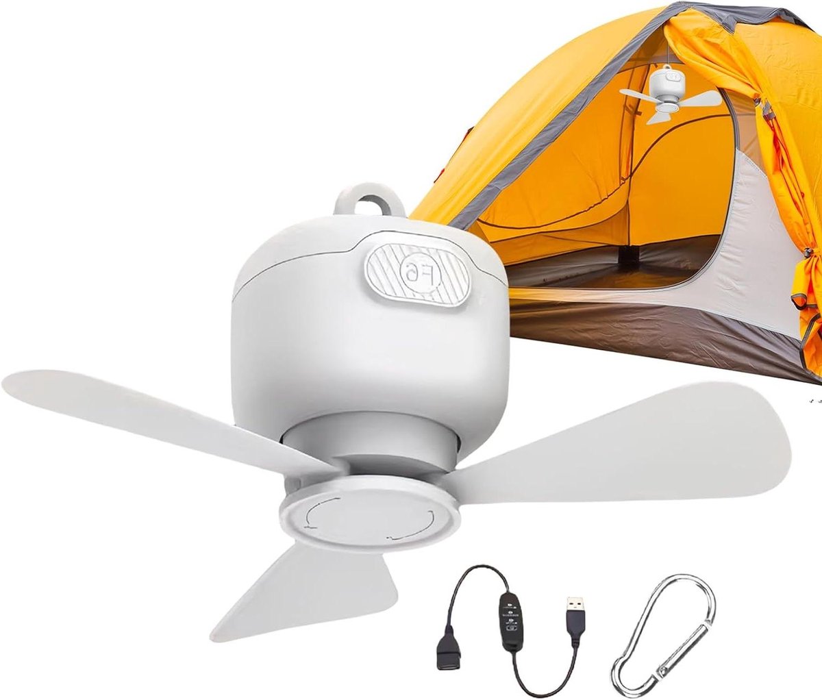 Tent Ventilator - Draadloze Afstandsbediening - Kamperen en Buiten - Krachtige Luchtstroom - 25 cm - Wit