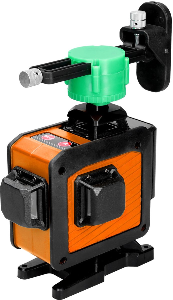 Kruislijnlaser - 4D 16-lijns kruislijnlaser - Laserwaterpas - 16-lijns zelfnivellerende bouwlaser - Verstelbare staaf - Zelfnivellerende 360° groene laser - Inclusief 2 batterijen, accessoires en opbergtas