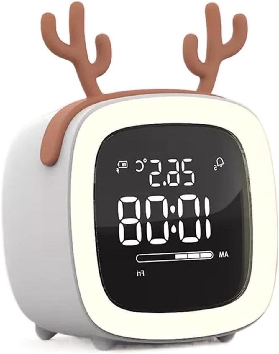 Digitale Wekker - Tafelklok Ornament - Wakker Worden - Stil Ontwerp - Oplaadbaar - Wit