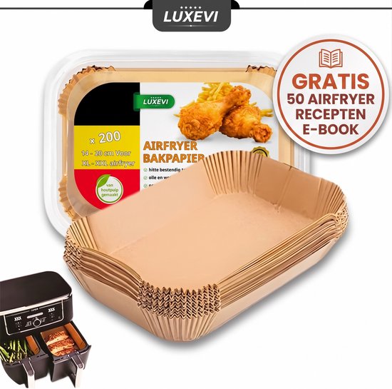 Chef's gear Airfryer Bakpapier 200 Stuks – Wegwerpbakjes 14-22 cm