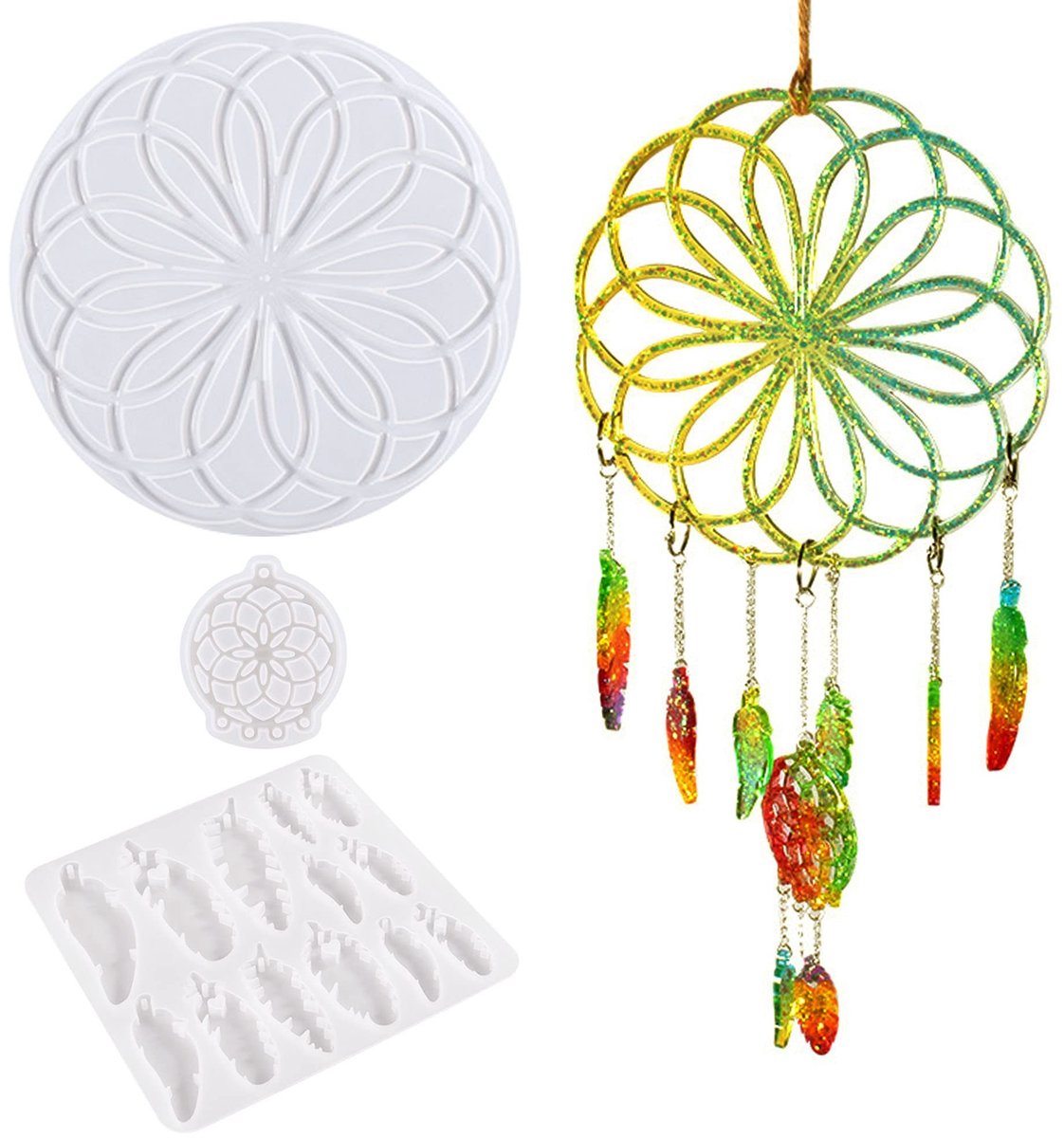 ONF3 - Dreamcatcher Silicone Moulds - Epoxy Resin Mallen - Creatieve DIY Kit - 3 Stuks - Wanddecoratie - Sleutelhanger - Perfect voor Crafting