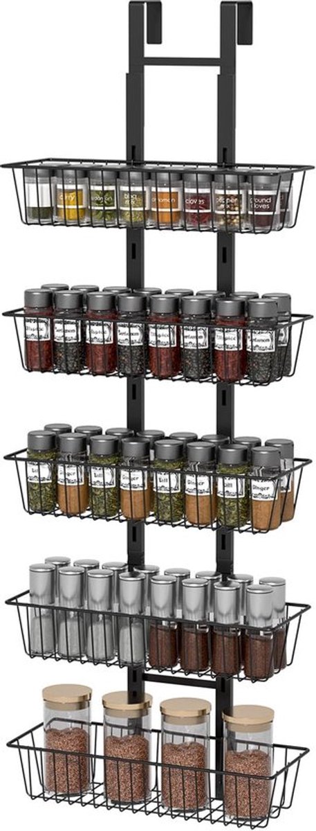 5-laags opbergorganizer - Voor boven de deur - zwart - 35 x 15 x 124,5 cm