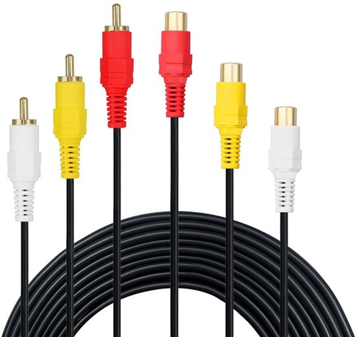 Vergulde 3 RCA Verlengkabel voor DVD CD AV TV - 6ft