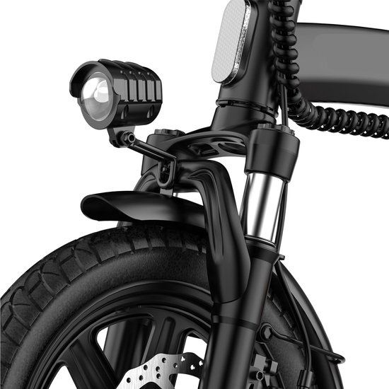 Qekud F1L 14" Opvouwbare Elektrische Fiets - 48V 7,5Ah Accu, 250W Motor, 25km/u, 40km Bereik, Dubbel Geveerd, Schijfremmen - Zwart van Merkloos — afbeelding 3