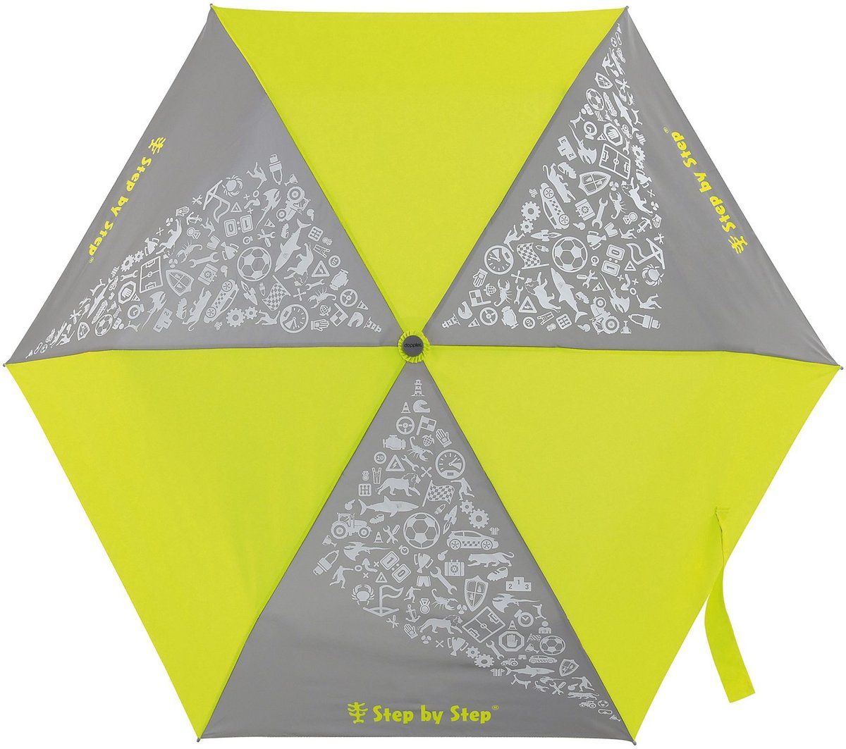 Step by Step Kinderparaplu 22 cm met reflecterende elementen - 100cm Diameter - neon yellow