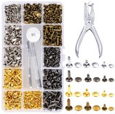 OUYLAF Klinknagelset - popnagels - klinknagels - rivetten - popnageltang - rivet - voor leer - holnieten gereedschap - Set van 180 - 3 maten - 4 kleuren - Met montagegereedschap