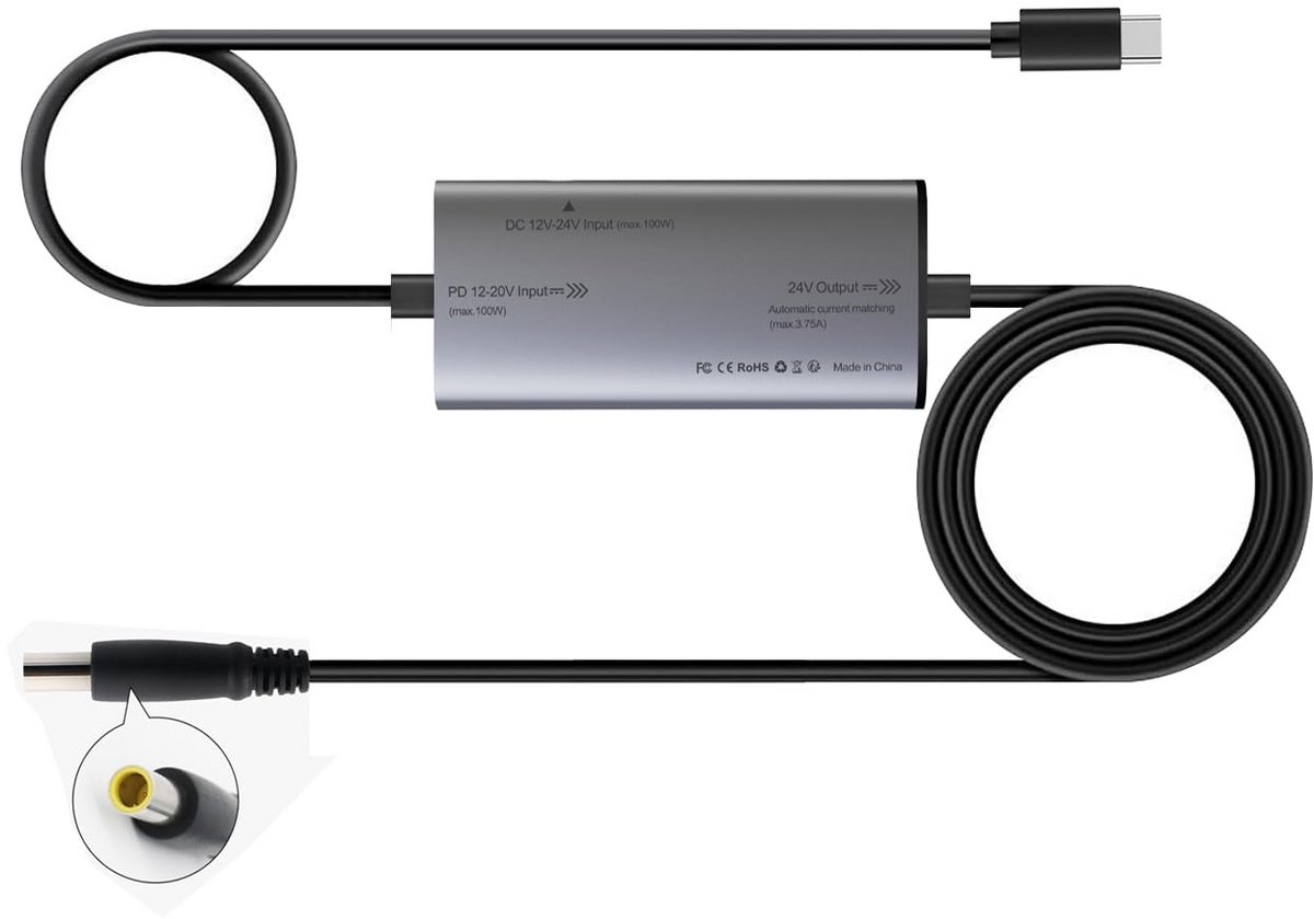 USB-C Voedingkabel voor CPAP Apparaten S10 AirSense AirCurve