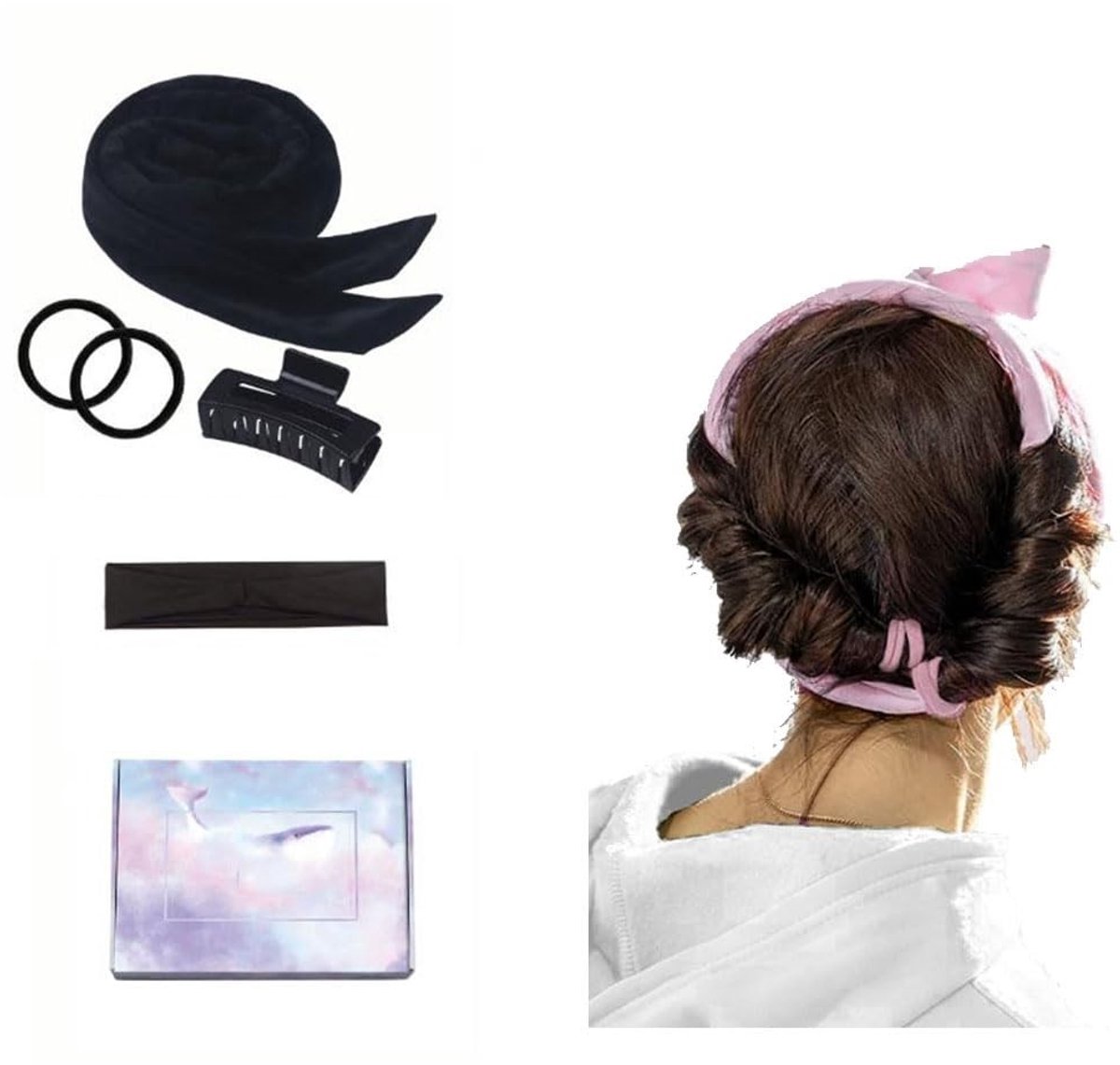 aladdien - Krulspelden - Krullen zonder hitte - Gemakkelijk in gebruik - Zwart - Haarclip en scrunchies - Perfect voor middellang haar - Cadeau voor..