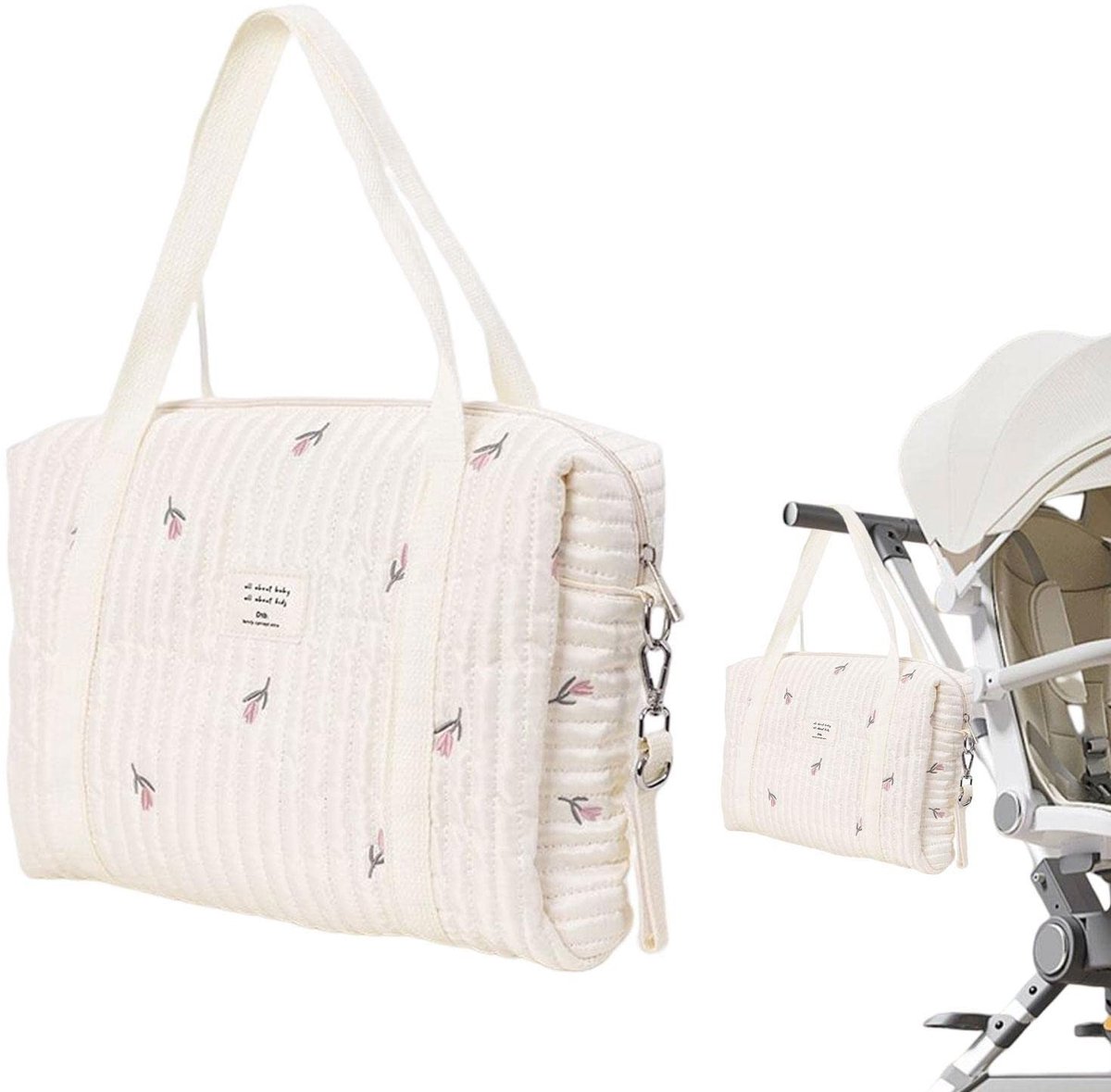 aladdien - Draagbare babyluiertas - Grote capaciteit - Elegant ontwerp - Tulp - Luiertas voor onderweg - Geschikt voor alle babyproducten