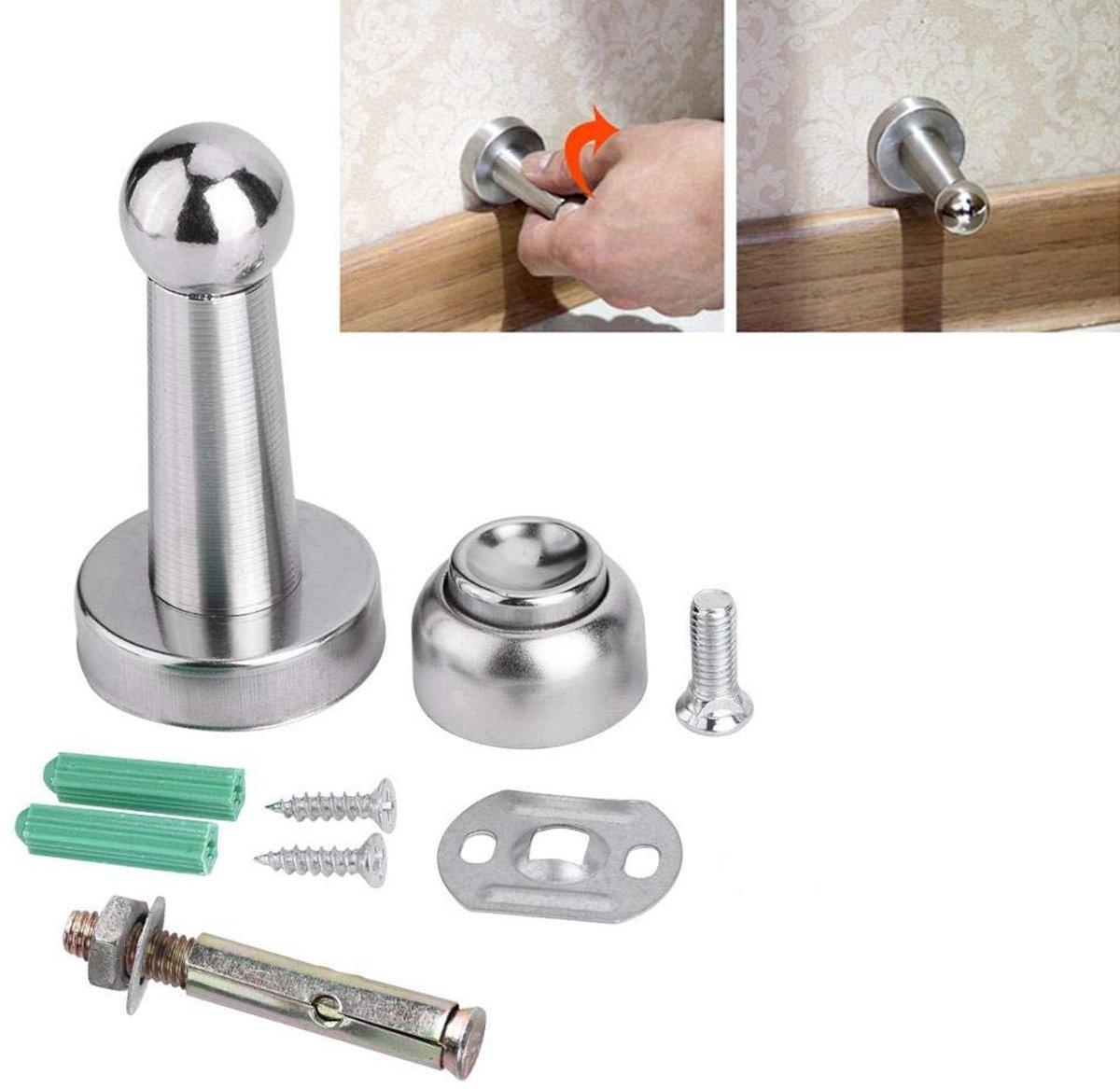 aladdien - Magnetische Deurstopper - RVS - Duurzaam en Praktisch - Universeel - Deurstopper - Makkelijk te installeren - Geschikt voor elke deur - S..