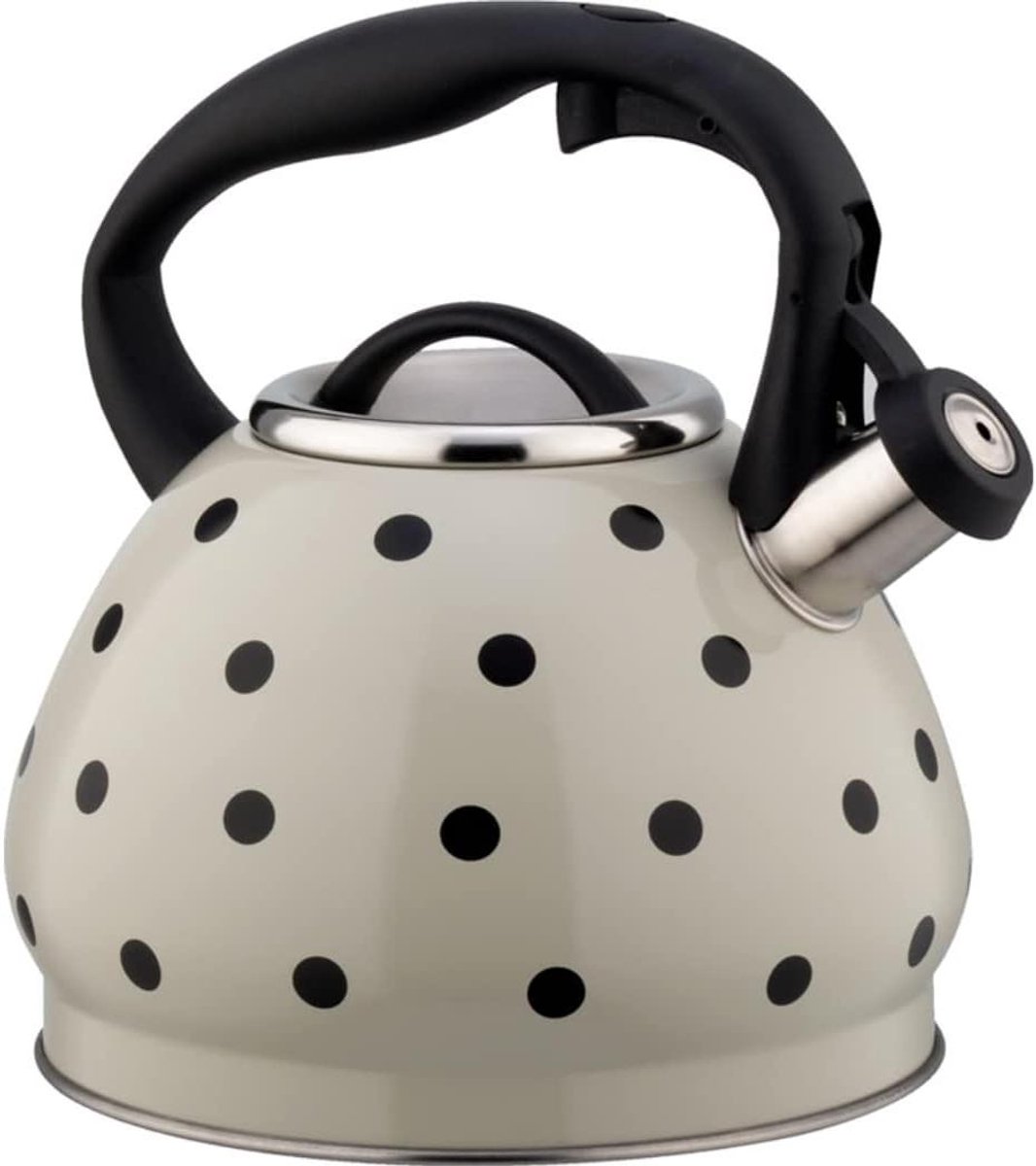Waterkoker Met Fluit - Theepot Kookpan - Water Koken - Hittebestendig Handvat - 3 Liter - Wit