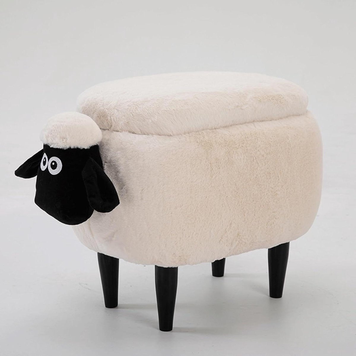Voetenbank Creativiteit - Opbergkruk - Zitcomfort Creëren - Multifunctioneel Ontwerp - 63 x 37 x 33 cm - Wit