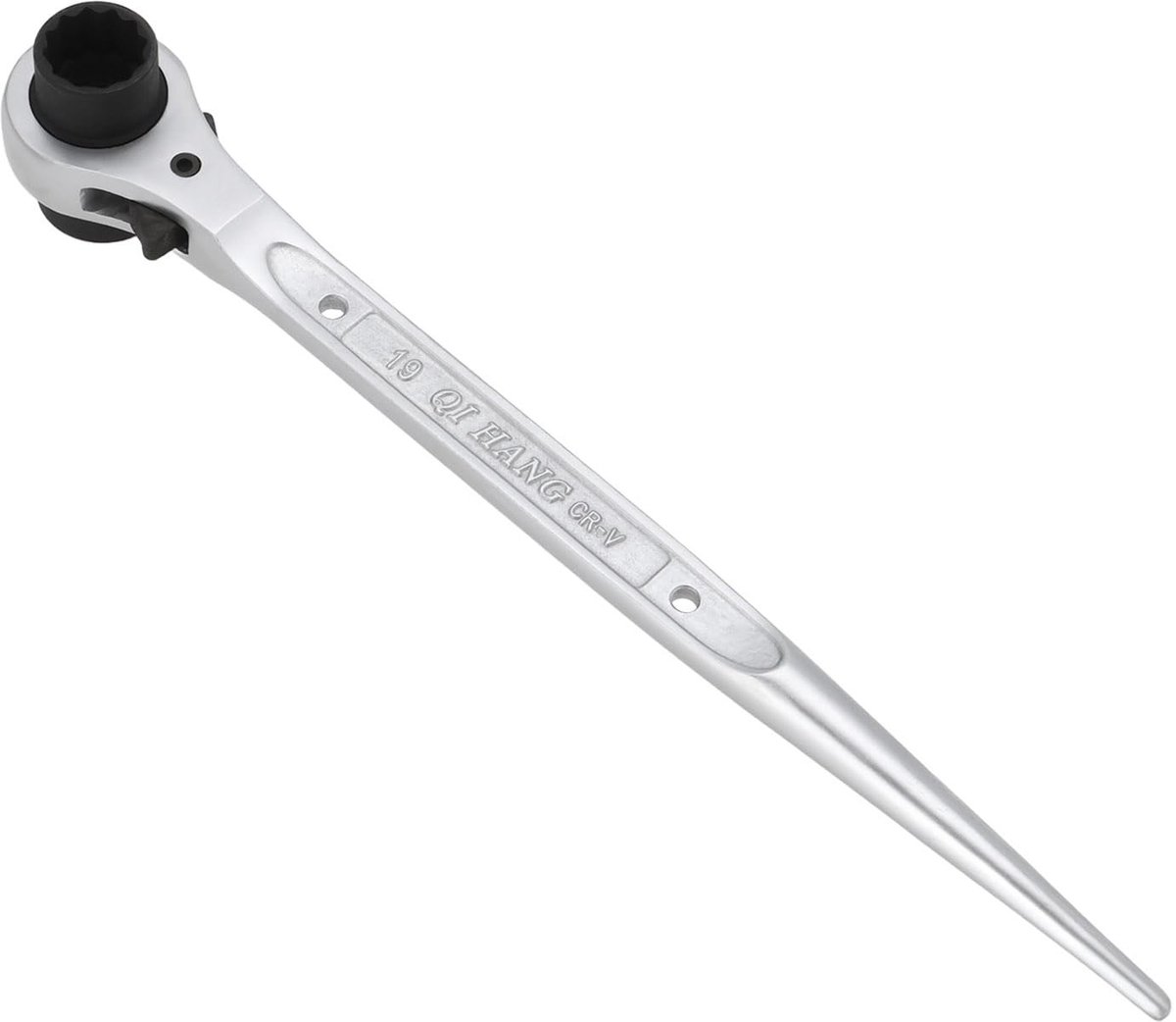 aladdien - Ratelsleutel - Dubbele kop - Omkeerbaar ratelmechanisme - 19mm en 22mm - Steigersleutel - Ideaal voor bouw en garage - Chroom vanadium staal