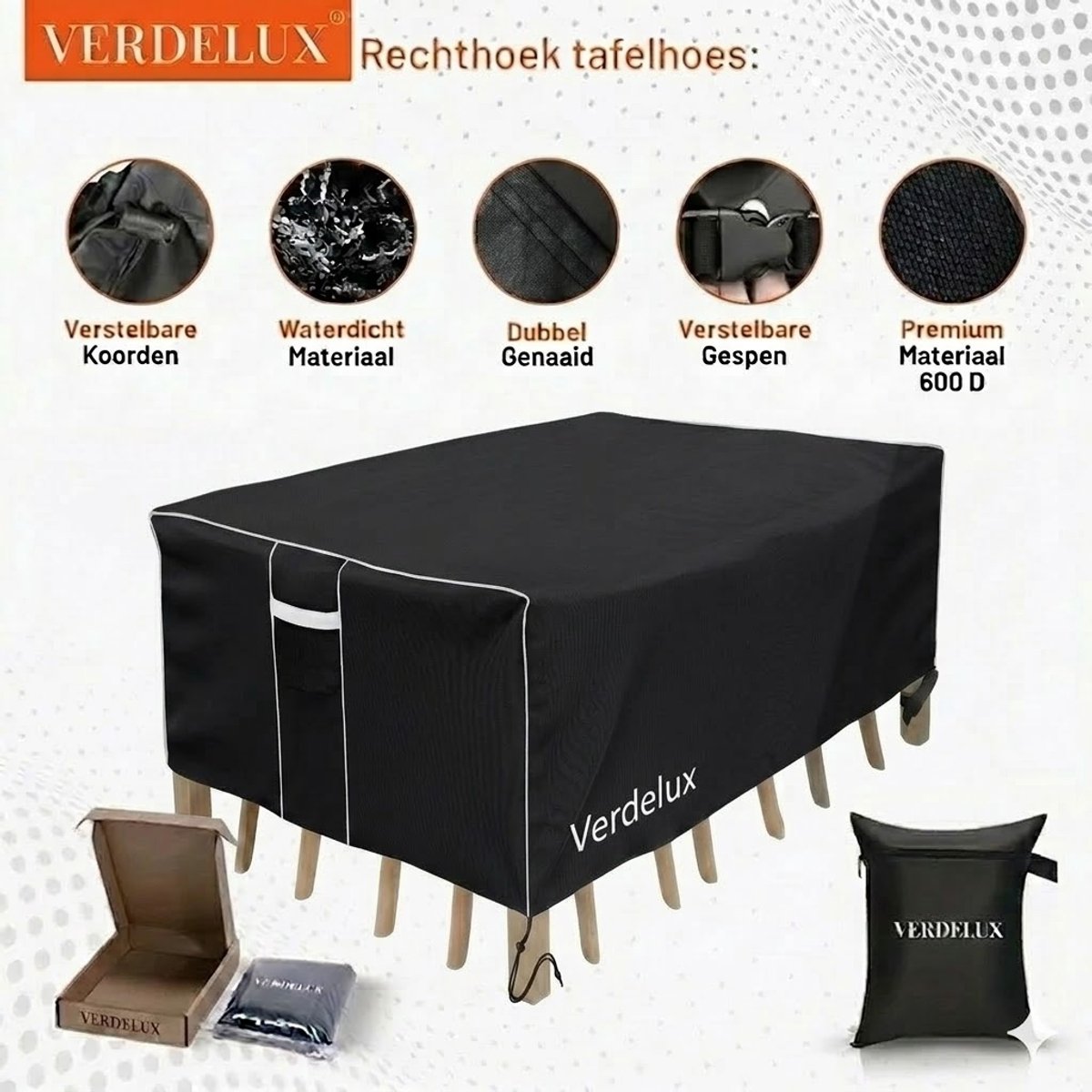 Verdelux Tafelhoes 181 x 101 x 80 cm Zwart