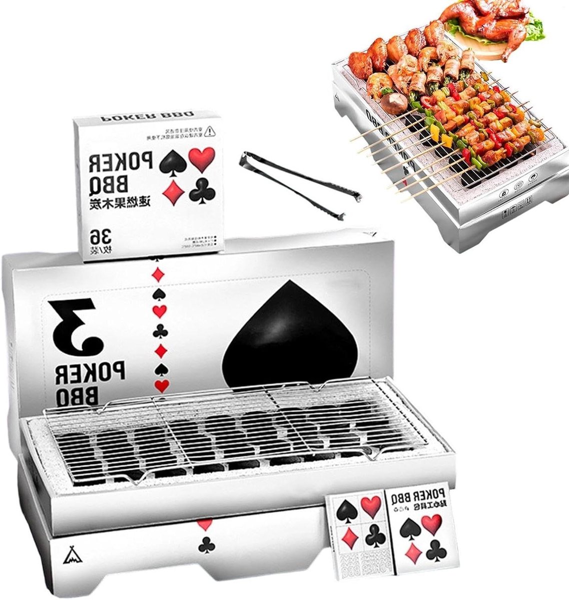 Houtskool Barbecue - Tafelmodel Grill - Buiten Koken - Draagbaar Compact - 7 x 24 x 7 cm - Zwart