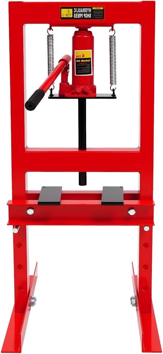 Werkplaatspers - Hydraulische pers - Onderdelen persen - 6 Ton Capaciteit - 50 x 40 x 90 cm - Rood