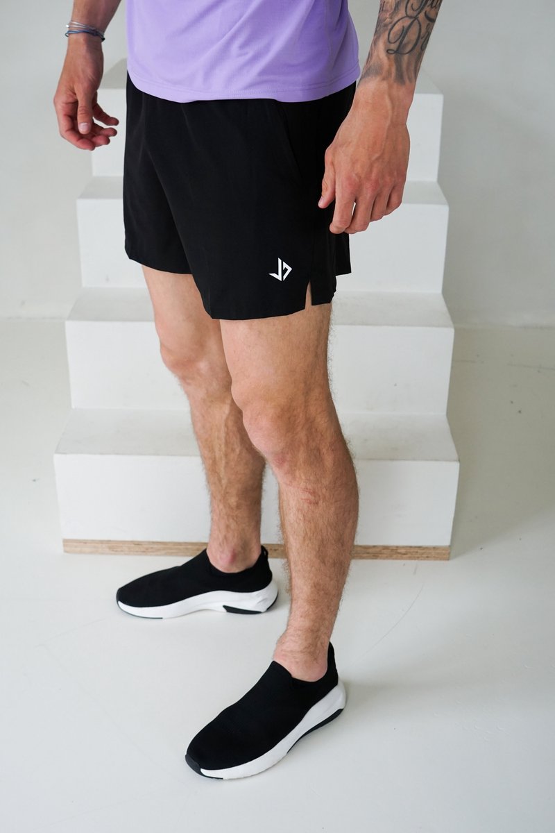 JUSS7 Aero Dry 2-in-1 Hybrid Short – Korte Sportbroek & Zwembroek – Met Ritszakken – Zwart - XL