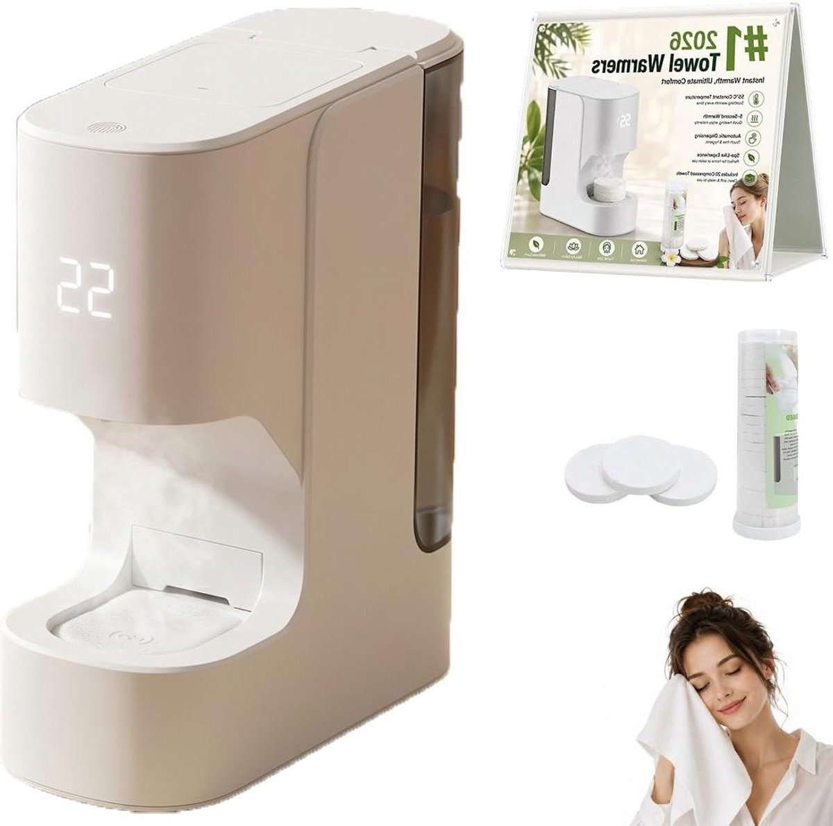 Handdoekverwarmer - Warme handdoeken - Gezichtsverzorging thuis - 5 seconden verwarming - 19x19x7.6 cm - Wit