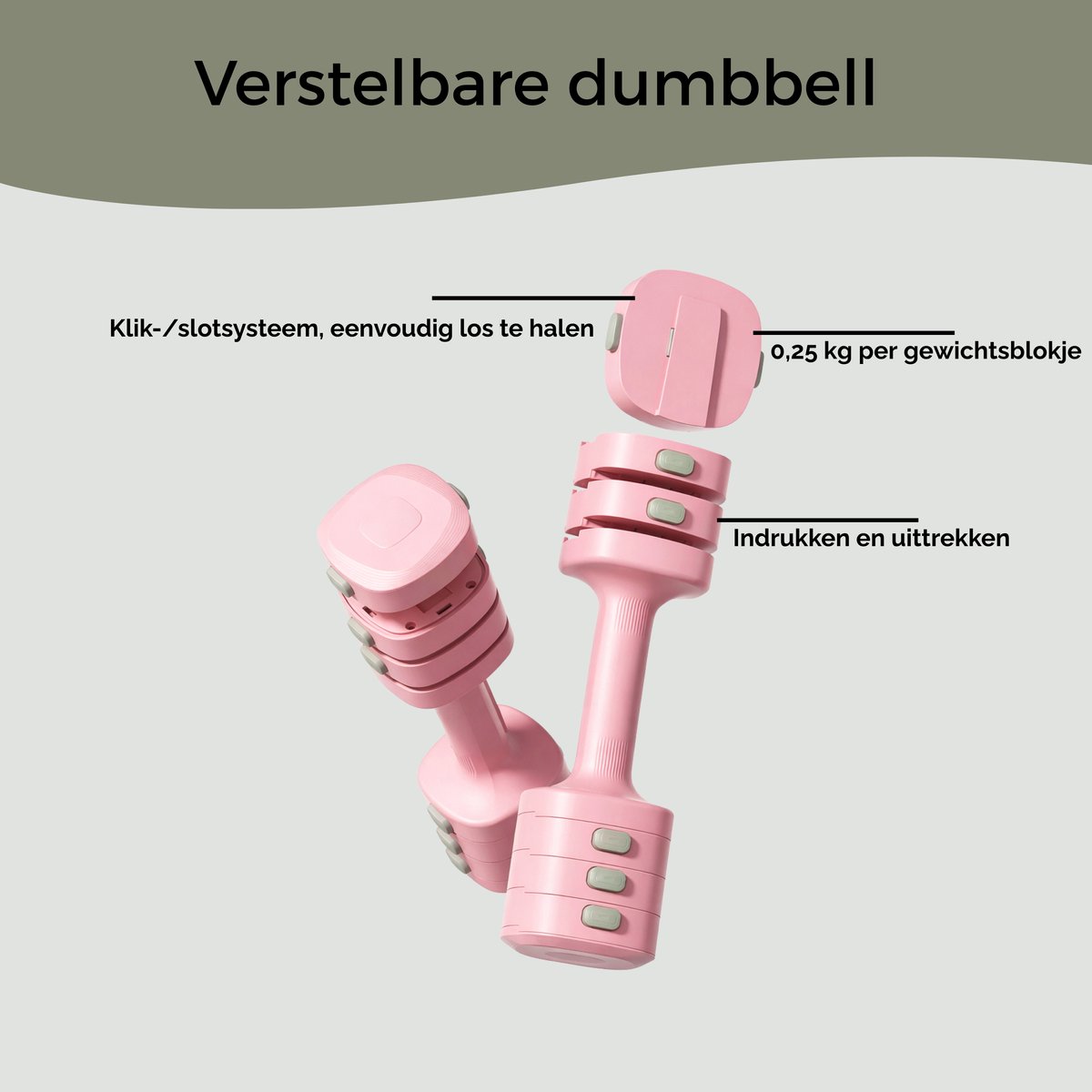 Caryota 2-in-1 Verstelbare Kettlebell & Dumbbell Set - Roze - 5.5 kg - Veelzijdige Krachttraining Fitness Gewichten voor Thuis en Sportschool – foto 6