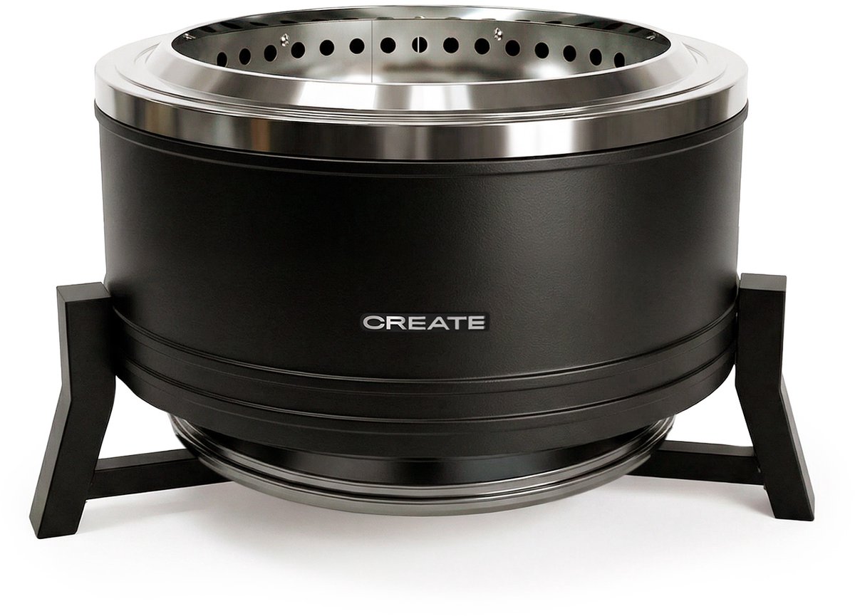 CREATE - Rookloze pellet vuurkorf voor buiten van 12 kW - Zwart - FIRE PIT ROUND van CREATE