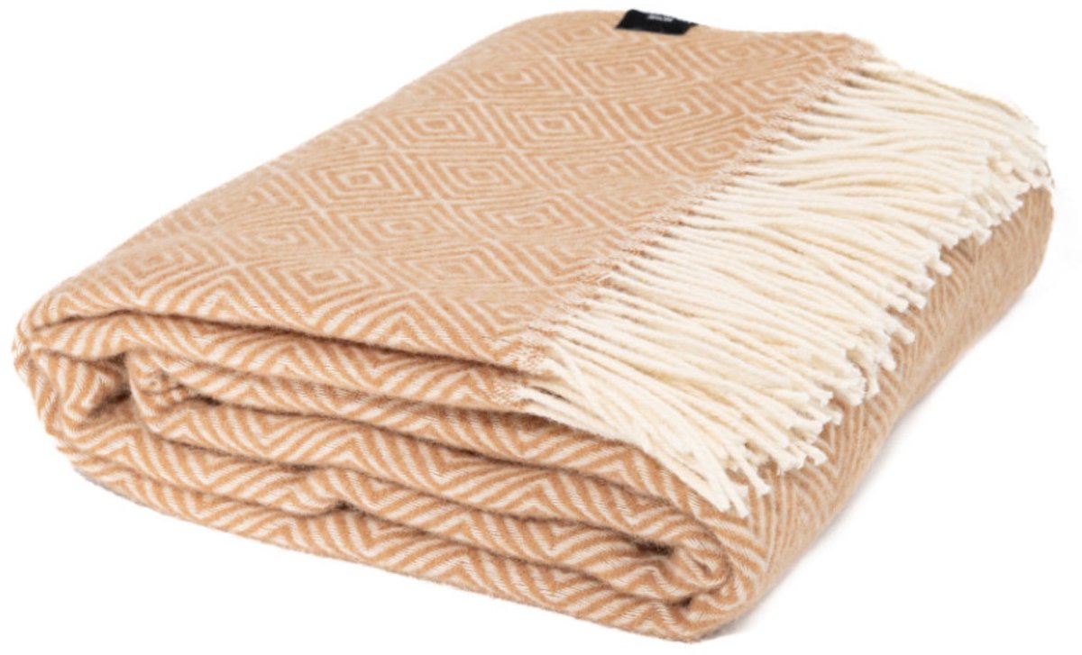 WOOOL® Plaid - Diamond (Beige) - 140x200cm - 100% Wol