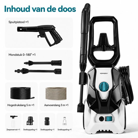Sello! hogedrukreiniger - auto - terras - groene aanslag - verstelbare sproeikop - 2200w motor - inlaatslag - kraankoppeling van Merkloos	 — afbeelding 2