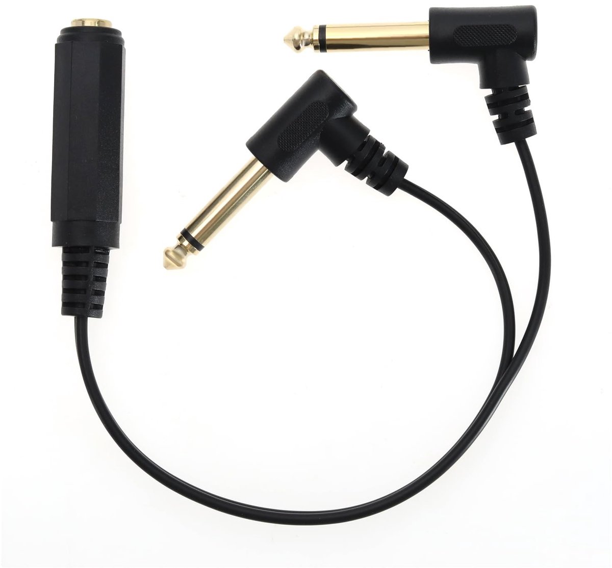 aladdien - Y Splitter Kabel - Gitaar Versterker Adapter - 25cm - Hoogwaardige PVC - Perfect voor Piano en Home Theater - Zwart