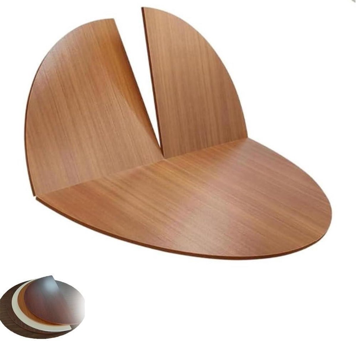 Houten Tafelblad - Tafelverlenger Rond - Extra Werkruimte - Opvouwbaar Ontwerp - 140 cm - Geel Pomelo