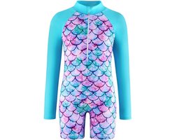 Girls' One-Piece Swimsuit Rashgurad Swimsuits Long Sleeve Mermaid Swimwear High Neck