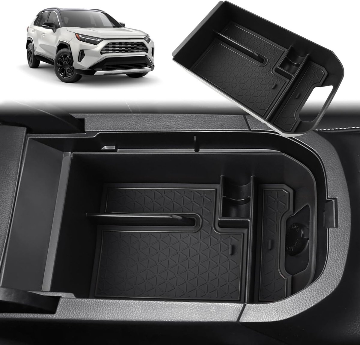 Center Console Opbergdoos voor Toyota RAV4 2019-2025 - Armsteun Organizer met Vakken voor Munten en Telefoon, Ideale RAV4 Accessoires voor Extra Opbergruimte