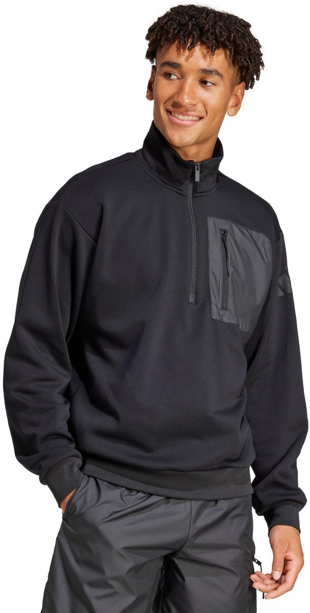adidas Sweater Heren City Escape Fleece Half Zip GD Zwart