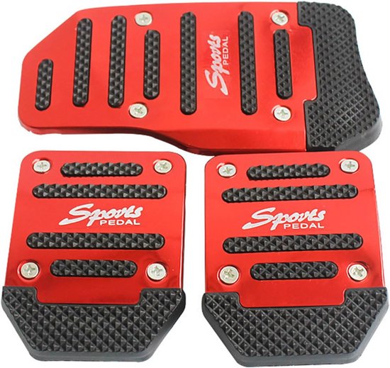 Handmatige auto-pedalen, universeel pedaal voor rempedalen, koppeling en versnelling, rempedaalafdekking, antislip, voor auto, universeel pedaal, rood — afbeelding 4