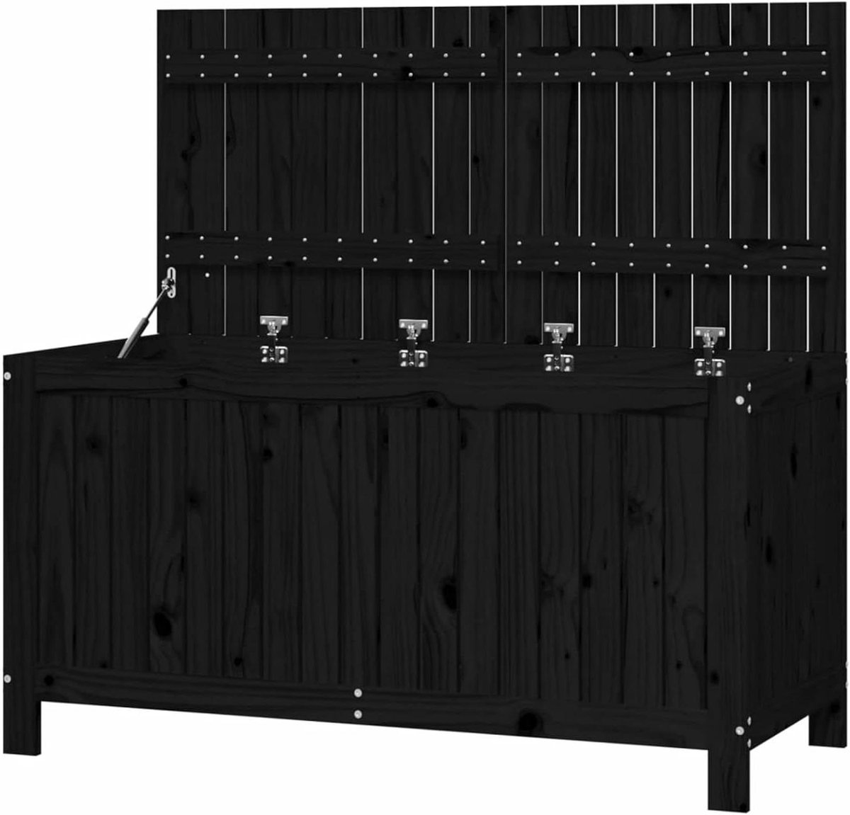 Tuin Opbergbox - Buiten Schuur - Tuinspullen Opbergen - Massief Hout - 121x55x64cm - Zwart