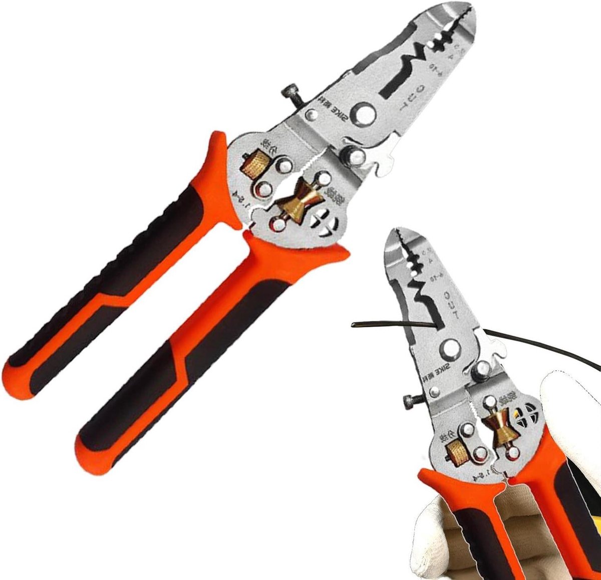 Striptang Krimpgereedschap - Multifunctioneel handgereedschap - Draden Strippen Snijden - Ergonomisch Ontwerp - 18.5 cm Lengte - Oranje