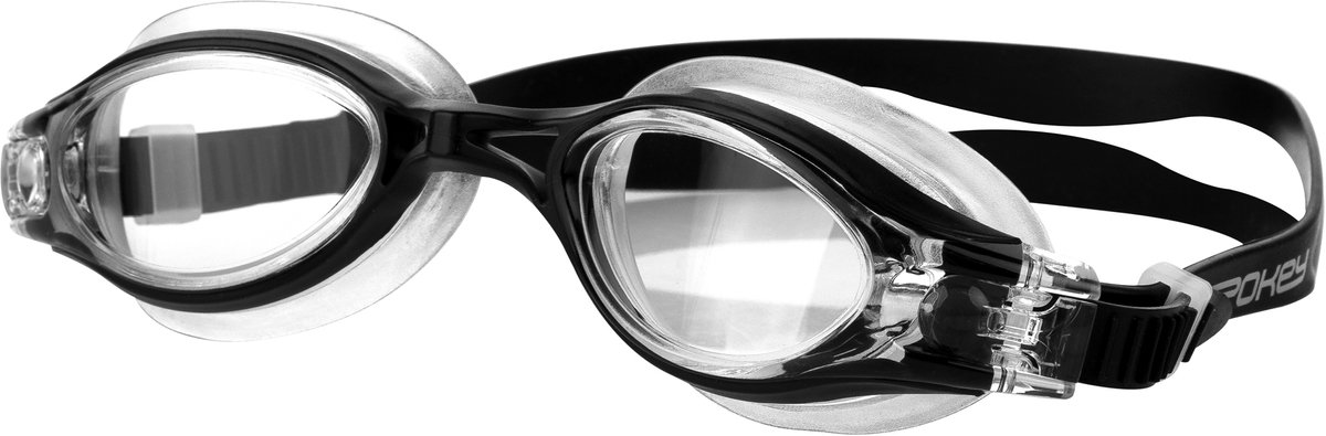 Spokey TRIMP Zwembril - Zwart - Polycarbonaat lenzen - Anti-Fog - UV-bescherming - Siliconen afdichtingen - TPE-kraag