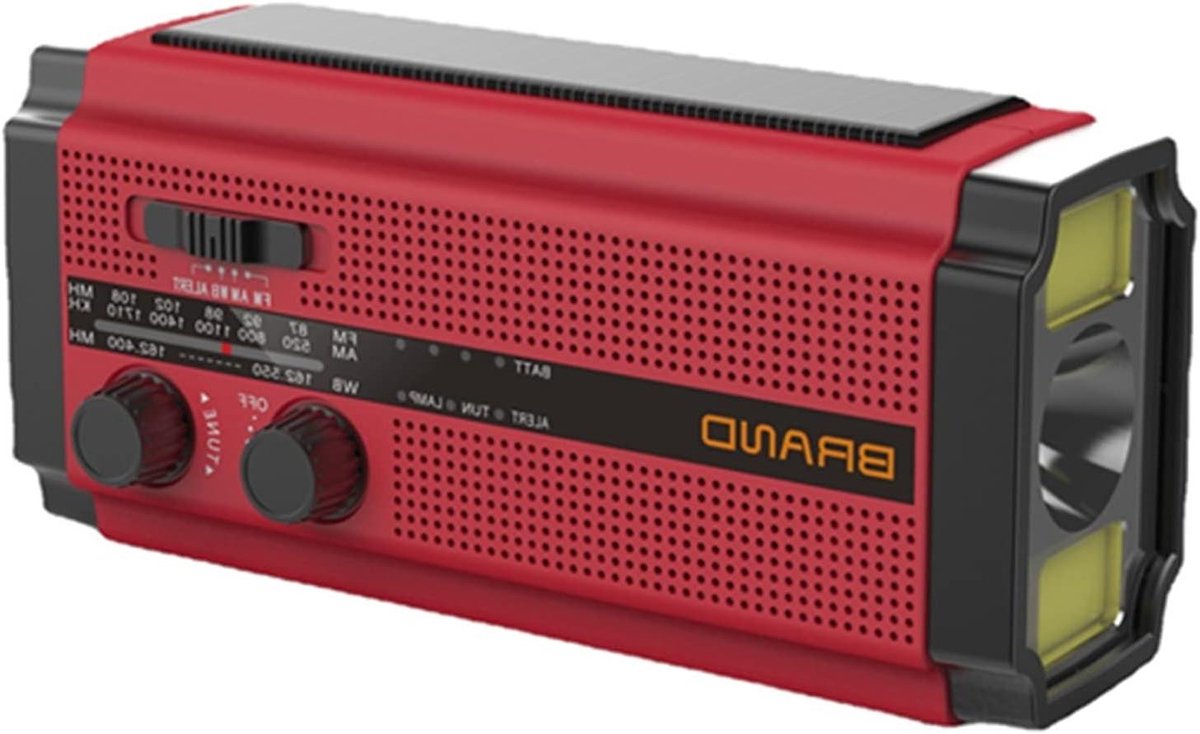 Noodradio - Weerstation - Noodsituaties - Zonne-energie opladen - Compact formaat - Rood