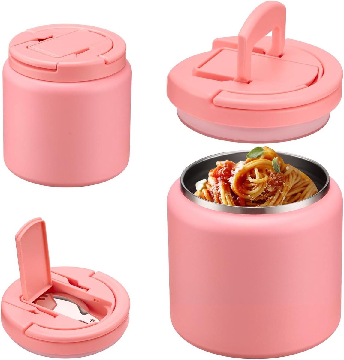 Thermoscontainer Eten - Voedsel Fles - Warme Maaltijd Behoud - Luchtdicht - 760ml - Roze