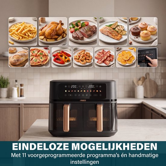 Princess 182272 Dubbele Airfryer - 2x 4.5L - 9 liter - 2 manden