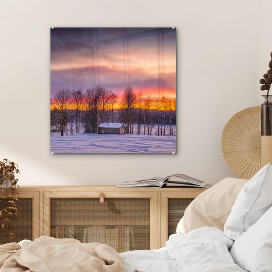 Peinture sur Verre - Twilight Lowland en Suède - 50x50 cm - Peintures sur Verre Peintures - Photo sur Glas