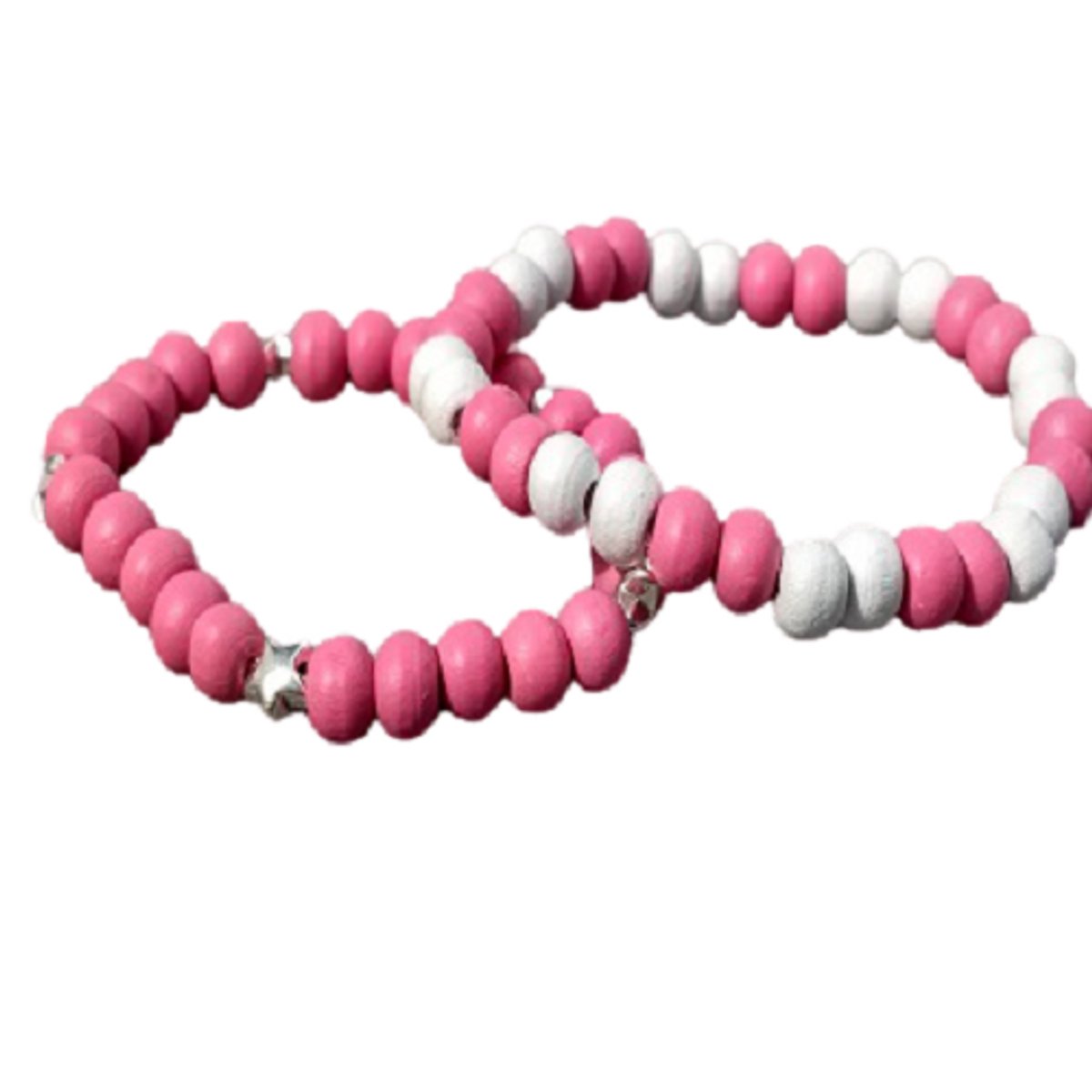 Aanpasbare armband-beads pink star