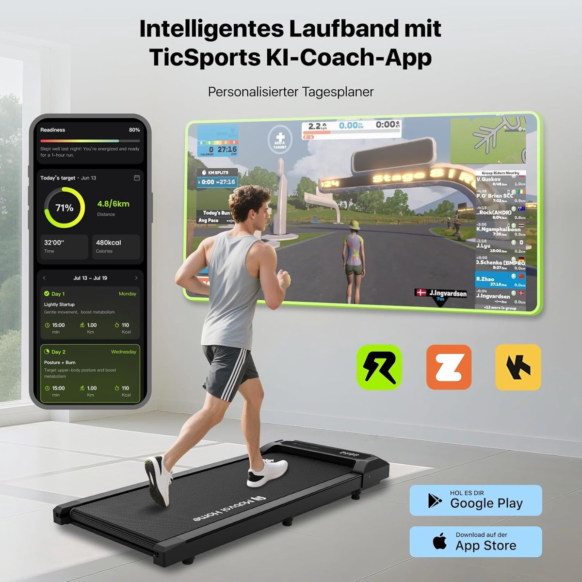 Loopband inklapbaar elektrisch – House&Garden SmartWalk AI Pro 6 – 2-in-1 walking pad onder bureau – 1,65 PK stille motor – LED display – app & afstandsbediening – 2–6 km/u – max 120 kg – compact fitness loopband