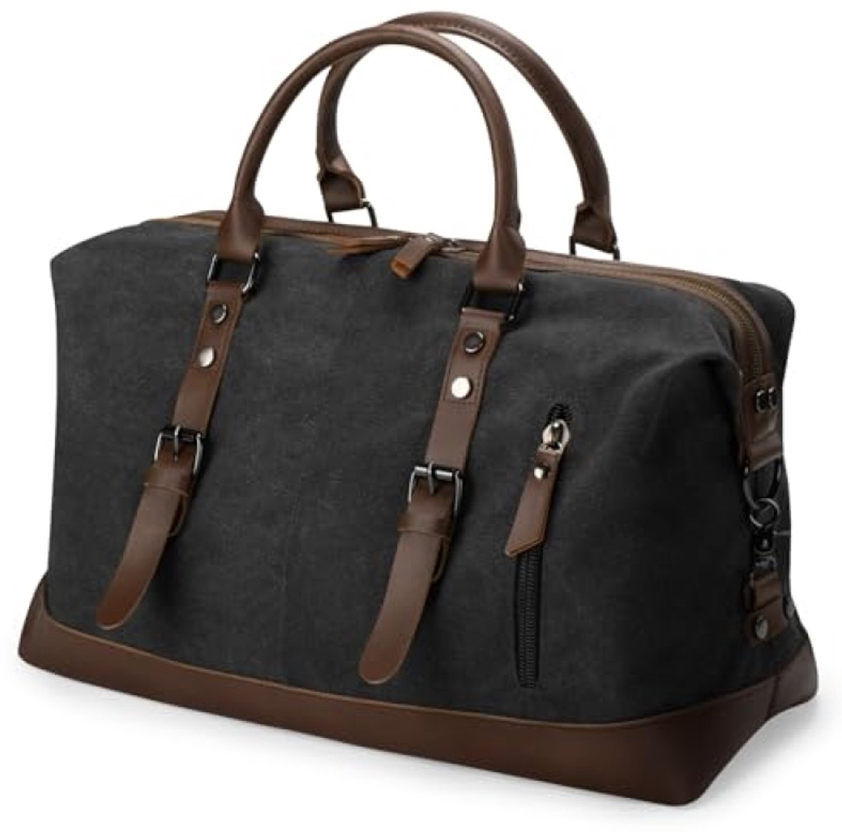 Canvas reistas 32L zwart - Vintage unisex weekendtas met schouderriem - voor reizen, kamperen en sport