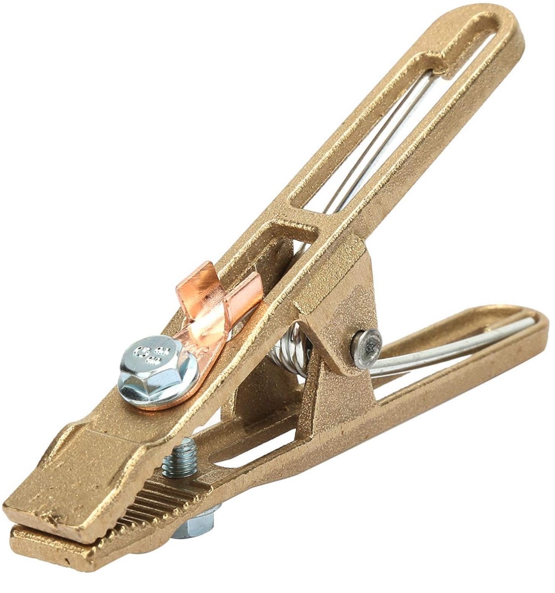 aladdien - Lassen Aarde Klem - 260A Messing - Compact ontwerp - Koper Grip Clip Klem - Ideaal voor lasmachines - Goud