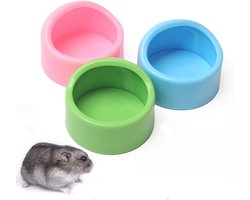 Set van 3 Kleine Voer- en Waterbakken voor Hamsters, Cavia's en Kleine Huisdieren - Antibijt, Multifunctioneel, Kleur: Roze, Blauw, Groen