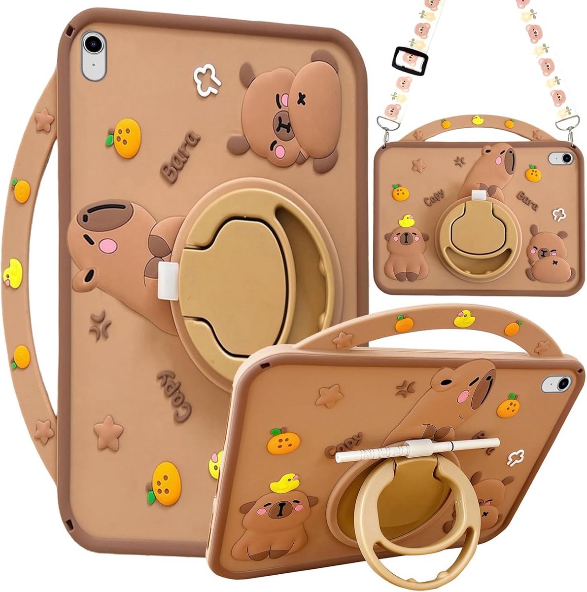 Schokbestendige Hoes voor iPad Mini 7 (2024/6e Gen) met Standaard, Pennenhouder en Schouderriem