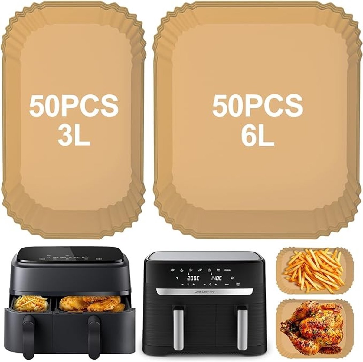 100 vellen bakpapier voor heteluchtfriteuse, geschikt voor Philips en Tefal