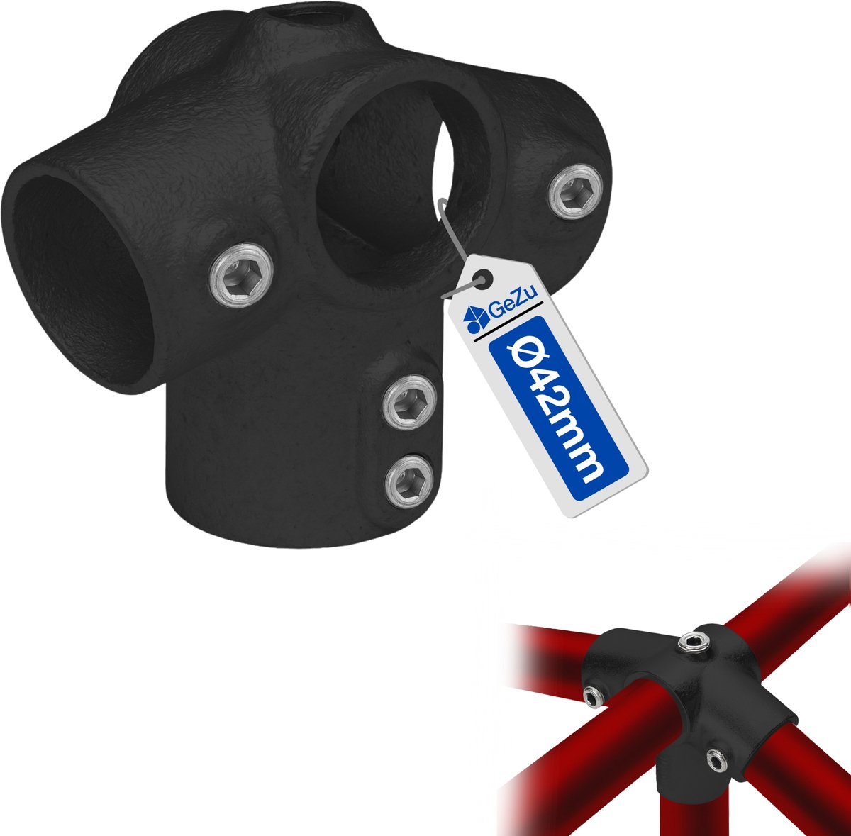 GeZu Impex Buiskoppeling Dakrand Topstuk Ø42mm Hot Dip Gegalvaniseerd Zwart