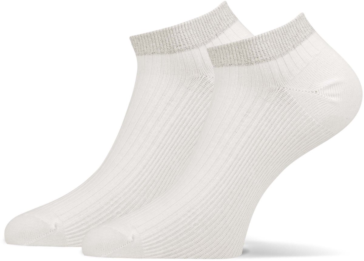 MarcMarcs - Amsterdam Dames Sneakersokken - 2-Pack - Maat 35/38 - Off White Goud