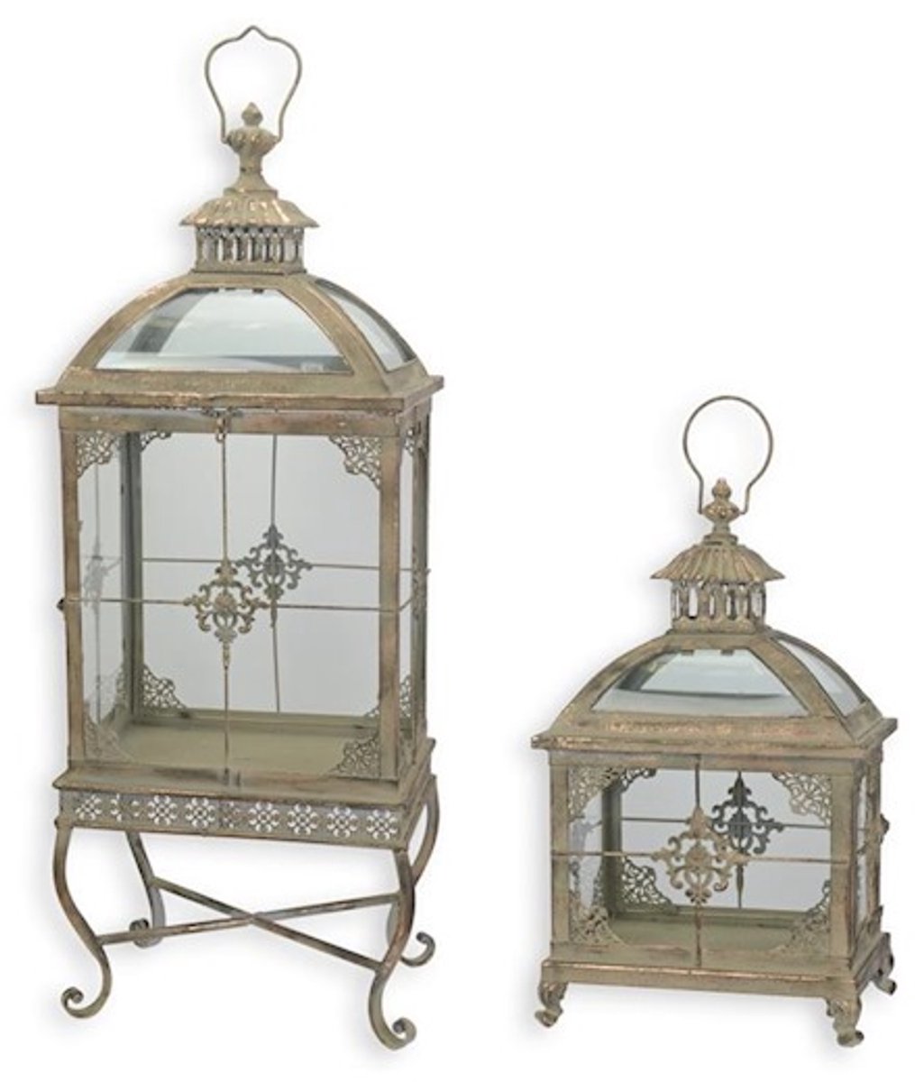 Boutique Trukado - Set van 2 Victoriaanse Lantaarns op voetjes - ook te gebruiken als terrarium